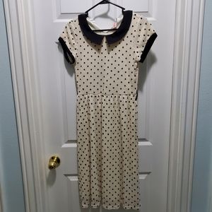 Down East dress, size small, cream with black polka dots